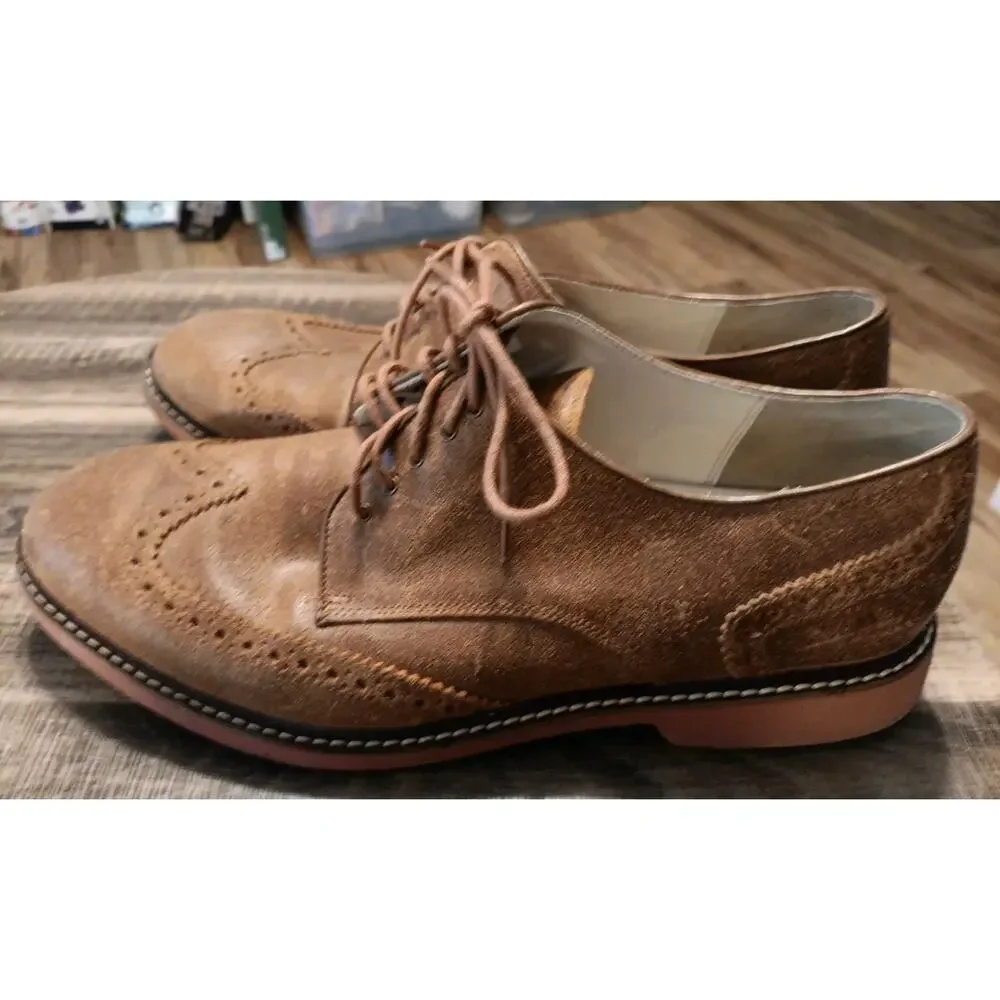 Cole Haan 5713141 Dress Wingtip Oxford Shoes Brown Tan Leather Men's Size 10.5W